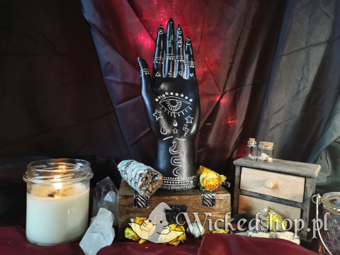 Magiczna Czarna Mantryczna Dłoń z tajemniczymi znakami - Mała
