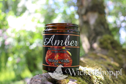 Bursztynowa Świeca Sojowa "Amber"- z kawałkami bursztynów - 180ml