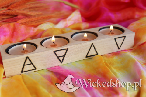 Alchemiczny Świecznik - Symbole Żywiołów - Tealight