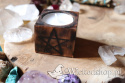 Drewniany Świecznik Rękodzielniczy - Pentagram - Tealight