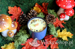 Jesienna świeca rękodzielnicza z wosku sojowego - "Wróżkowy Sen" - świeca sojowa z kryształami