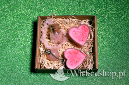 Kryształowy Box - Kwarc Różowy - Zestaw Prezentowy ma Walentynki, Serduszkowy Prezent Walentynkowy