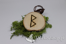 Naszyjnik Runa Berkano - Amulet dla Kobiet - ręcznie wypalany na drewnie - Duży