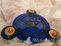 Świecznik Pentagram - Pentakl - ręcznie robiony - Błękitna Noc