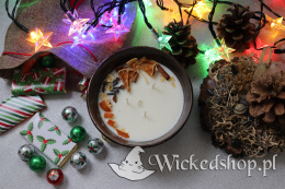 Świąteczna świeca rękodzielnicza z wosku sojowego - "Świąteczny klimat" - świeca sojowa z Goździkami i Pomarańczą