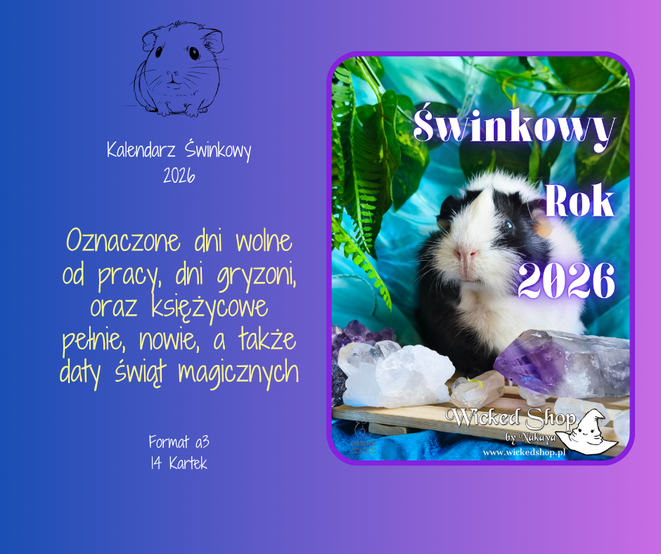 Kalendarz Świnki Morskie - ścienny - Świnkowy Rok 2026 - A3 - 7 kartek