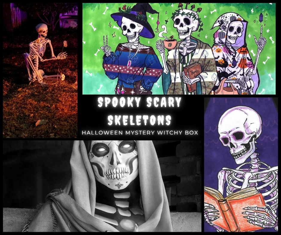 Spooky Box - Zestaw Prezentowy dla Czarownicy - Mystery Witchy Halloween Box! Temat: Spooky Scary Skeletons - Szkielety, Czaszki, Kości