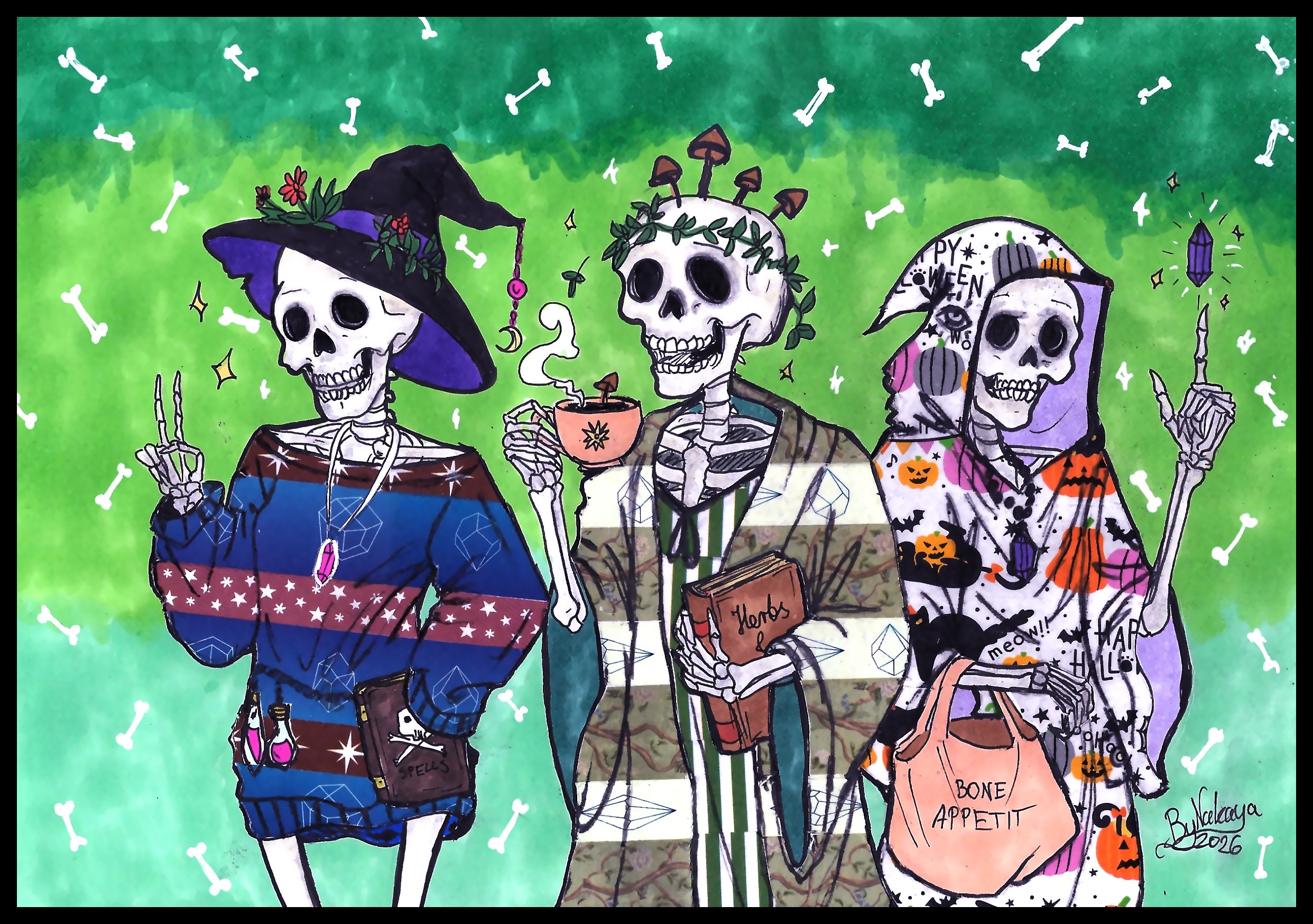 Spooky Box - Zestaw Prezentowy dla Czarownicy - Mystery Witchy Halloween Box! Temat: Spooky Scary Skeletons - Szkielety, Czaszki, Kości